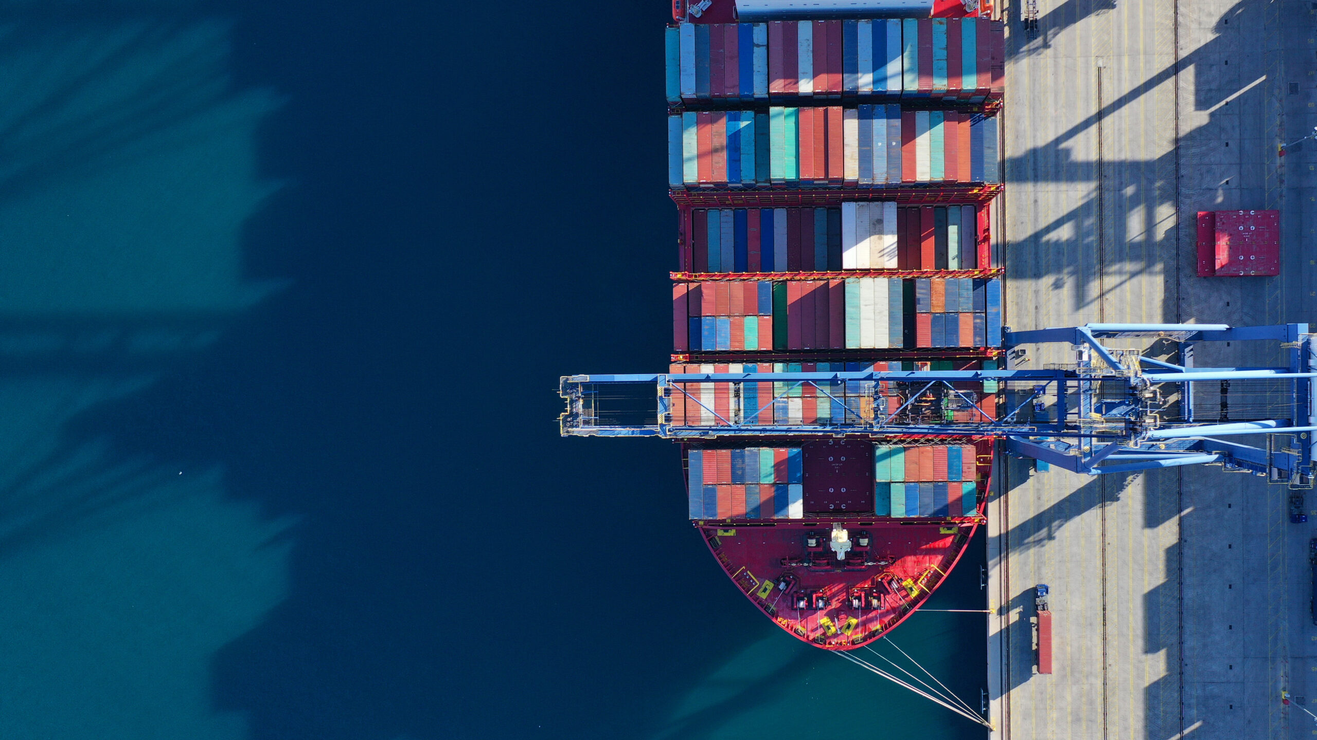 Aerial top down photo of industrial cargo container logistics te